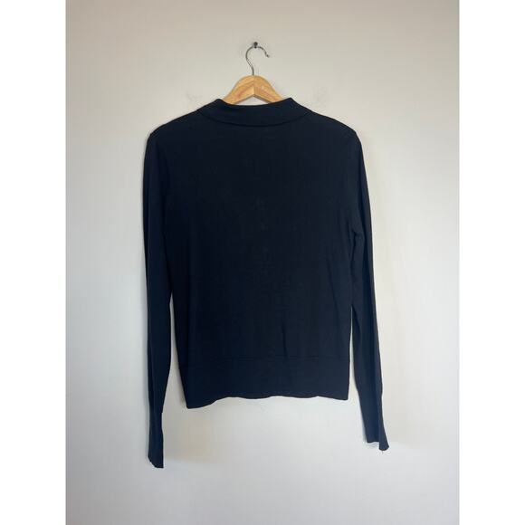 NWT L'agence Sterling Jewel Button Front Collar Sweater Black Size: Large - Picture 7 of 8